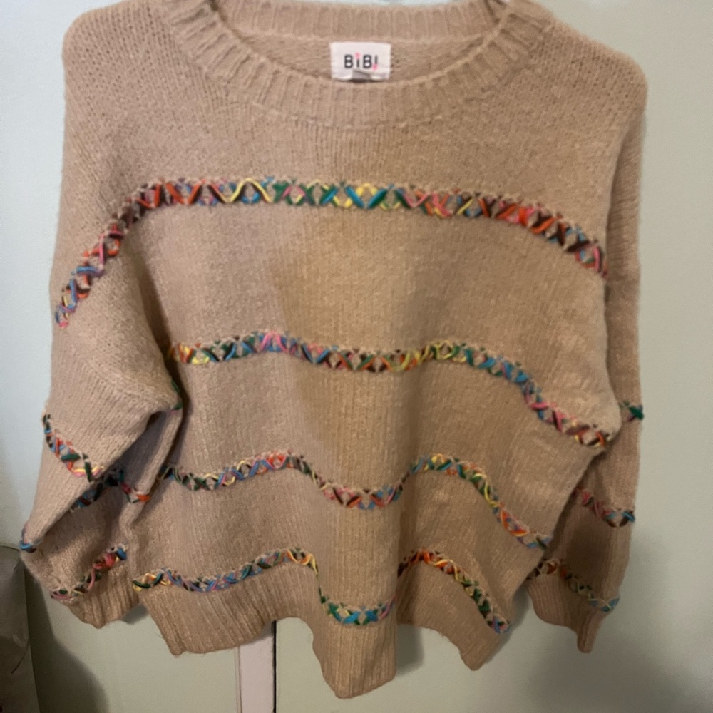BiBi Beige Sweater with Colorful Accents